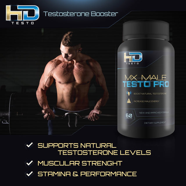 MX Male Testo Pro by HD Testo - Ginseng Test Boost Blend for Natural Test Boost, Weight Loss, and Male Energy - Help Restore Youthful Energy, Vigor, and Metabolism with This Natural Herb Blend