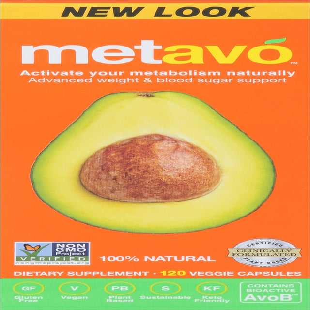 Metavo Natural Metabolism Support | Control Sugar Cravings | Diabetes Support | Avocado Supplement | Vegan, Gluten-Free, Non-Gmo, Zero Added Sugar | Keto Diet | 120 Capsules