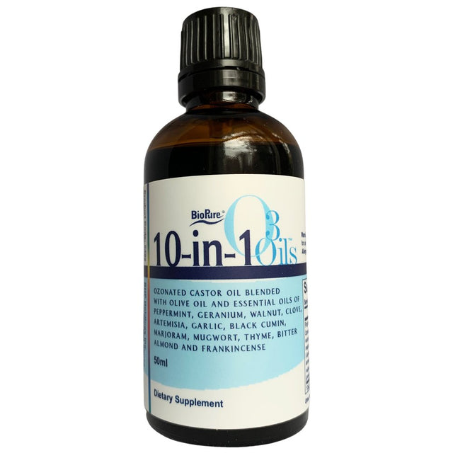 Biopure O3 Oils 10-In-1 - Nutraceutical Supplement That Combines Ozonated Organic & Natural Oils to Support Immune System, Dental Health, Gut Health, Balanced Microbiome, & Whole-Body Wellness - 50Ml