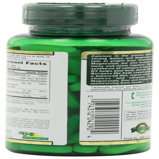 Nature'S Bounty Calcium-Magnesiuim-Zinc, 100 Caplets