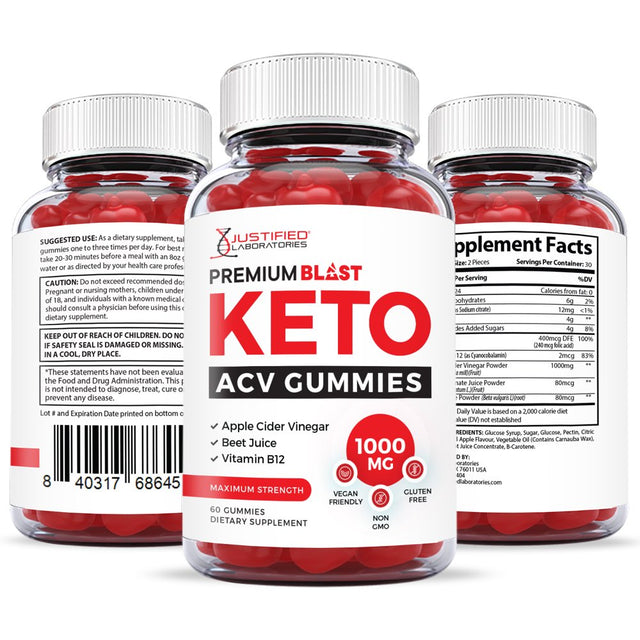 (3 Pack) Premium Blast Keto ACV Gummies 1000MG Dietary Supplement 180 Gummys