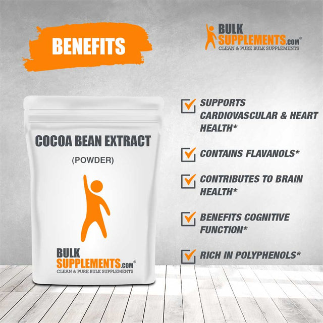 Bulksupplements.Com Cocoa Extract Powder - Polyphenols Powder - Brain Health Supplements - Flavanoids Supplements Sugar Free Cocoa Powder (500G)