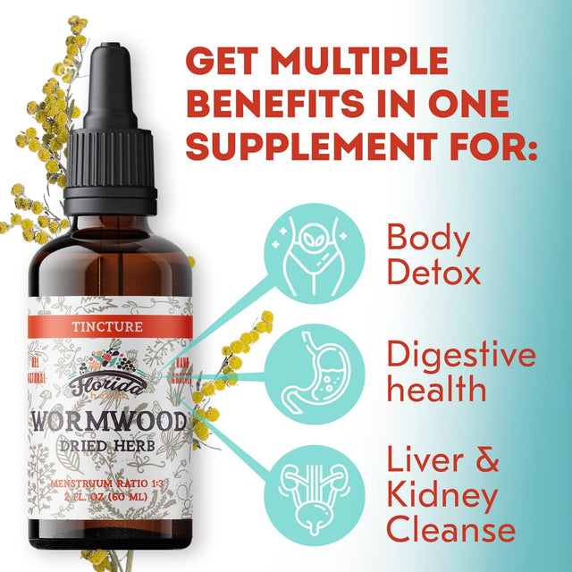 Wormwood Organic Tincture - Natural Intestinal Cleanse and Digestive Cleanse Supplement - Wormwood Herb Extract for Detox - Made in USA - 2 Fl Oz (Wormwood - 2 Fl Oz)