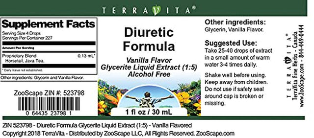 Diuretic Formula Glycerite Liquid Extract (1:5) - Vanilla Flavored (1 Oz, ZIN: 523798) - 3 Pack