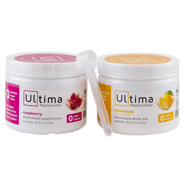 Ultima Replenisher Lemonade Ultima Electrolyte Powder Raspberry Bundle | Ultima Replenisher Variety Pack | Hydration | Keto | Paleo | Zero Carbs | Zero Sugar