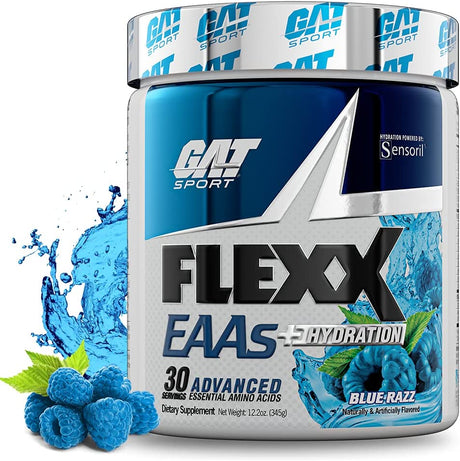 GAT SPORT Flexx Eaas + Hydration, Advanced Essential Amino Acids, 30 Servings (Blue Razz)