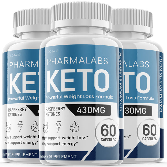 (3 Pack) Pharmalabs Keto - Keto Diet Pills - Utilize Fat for Energy with Ketosis - Boost Energy & Focus, Manage Cravings, Support Metabolism - Supplement for Women and Men - 180 Capsules