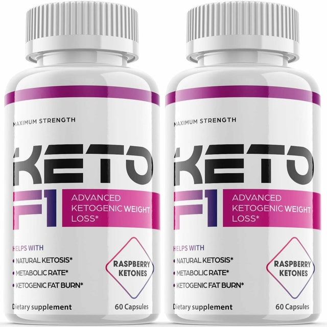 (2 Pack) Keto F1 - Supplement for Weight Loss - Energy & Focus Boosting Dietary Supplements for Weight Management & Metabolism - Advanced Fat Burn Raspberry Ketones Pills - 120 Capsules