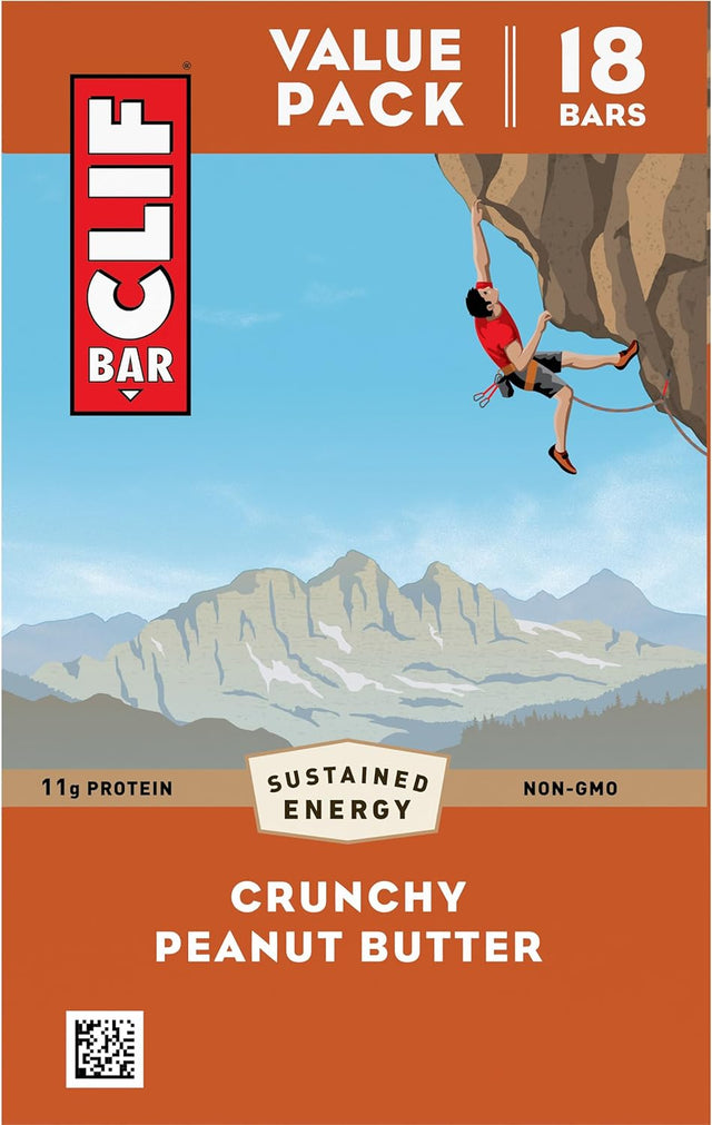 CLIF BAR - Crunchy Peanut Butter - Made with Organic Oats - Non-Gmo - Plant Based - Energy Bars - 2.4 Oz. (18 Pack)