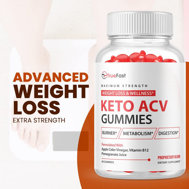 (1 Pack) True Fast Keto ACV Gummies - Supplement for Weight Loss - Energy & Focus Boosting Dietary Supplements for Weight Management & Metabolism - Fat Burn - 60 Gummies