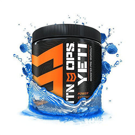 MTN OPS Yeti Monster Pre-Workout Powder Energy Drink, 30 Serving Tub, Blue Raspb