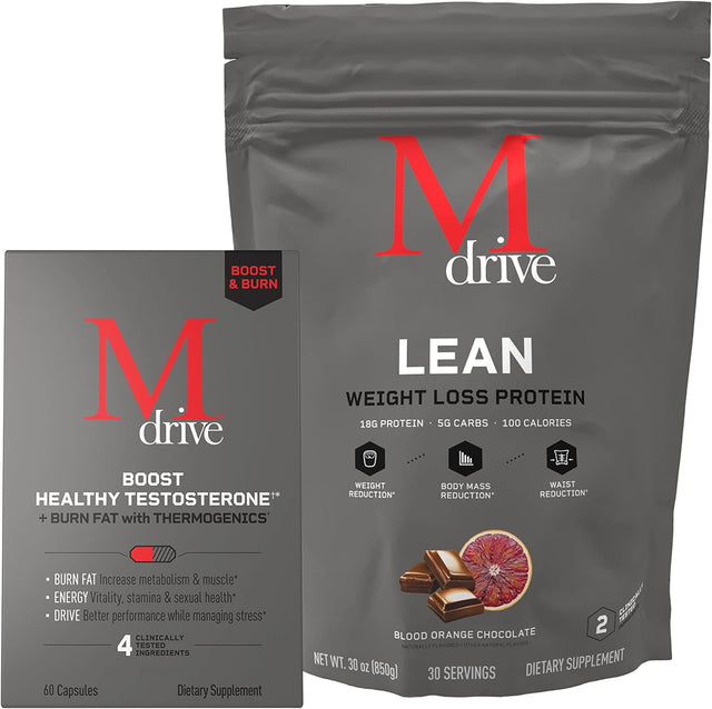 Mdrive Boost & Burn Lean, Testosterone Booster and Weight Loss Bundle for Men, 30 Day Supply