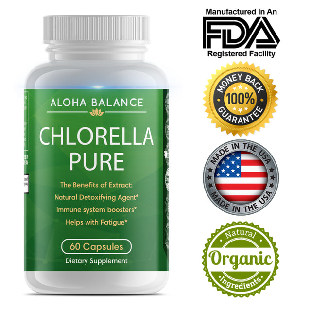 Pure Chlorella Powder - Detoxifying Aid - Vegan Superfood Natural Supplement by Aloha Balance