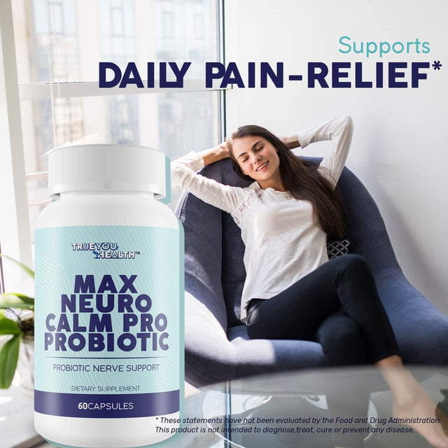 Max Neuro Calm Pro Probiotic - Probiotic Nerve Support - 40 Billion CFU Premium Formula - Support Mood - Aid Improved Nerve Health - Support Gut Health - Support Natural Immune Function