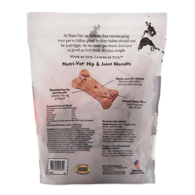 Nutri-Vet Hip & Joint Biscuits for Dogs - Tasty Dog Glucosamine Treat -SMALL Biscuit - 19.5 Oz.