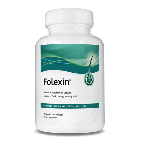 Folexin Natural Hair Growth Support Supplement with Biotin - 60 Capsules