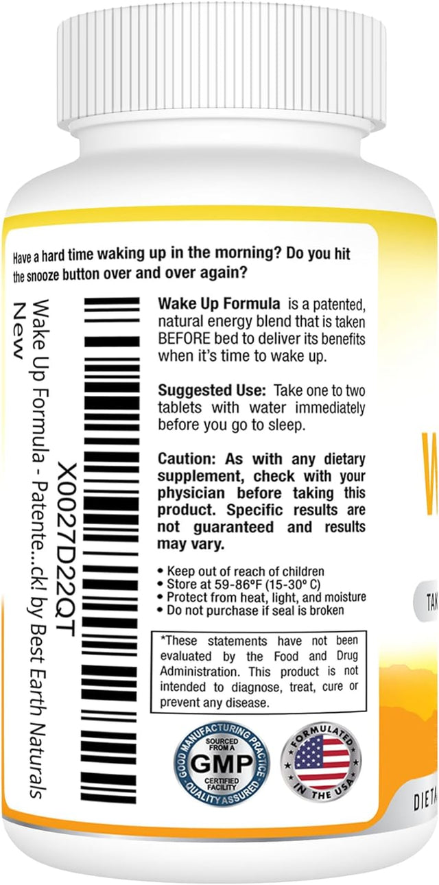 Wake up Formula, Supplement Taken at Bedtime and Works While You Sleep for Delayed Time Release Energy in Morning. Alternative to Coffee and Morning Alarm Clock 40 Count