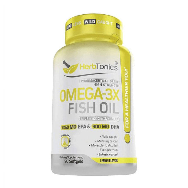 High Strength Omega 3 Fish Oil Supplement 3750MG (HIGH EPA 1350MG + DHA 900MG) Fish Oil Omega 3 Pills Triple Strength Burpless Wild Caught Fish Oil Capsules Heart Health Joint Support (180)