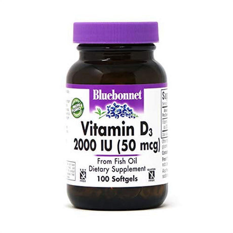 Bluebonnet Nutrition Vitamin D3 2000 IU Softgels, 100 Ct