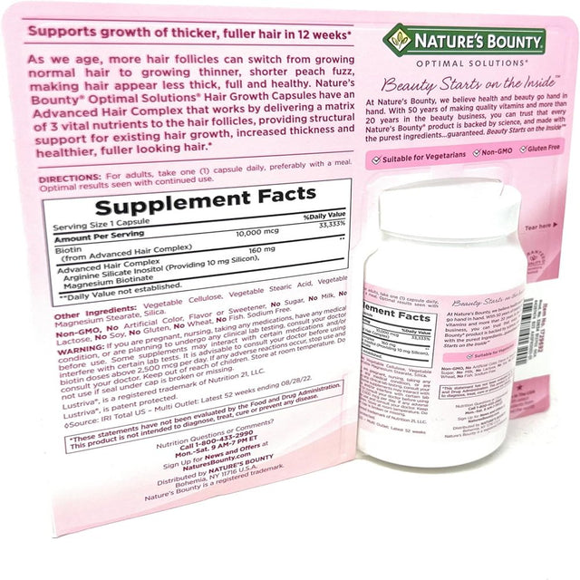 Nature'S Bounty Optimal Solutions Hair Growth, 90 Capsules