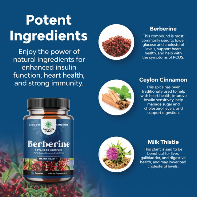 Balancing Berberine plus 1200Mg Complex per Serving - Antioxidant Berberine with Ceylon Cinnamon plus Silymarin Milk Thistle Extract - Active PK for Heart Health and Sugar Support 90 Veggie Capsules