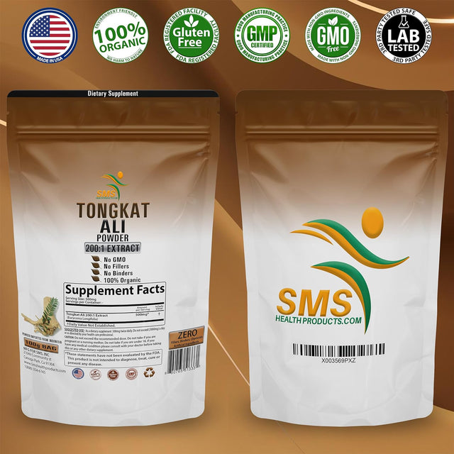 Tongkat Ali (Longjack) Extract 200:1 Concentrate Powder Maximum Strength by SMS, 100 Grams, Premium Longjack Supplement for Men and Women, Vegan