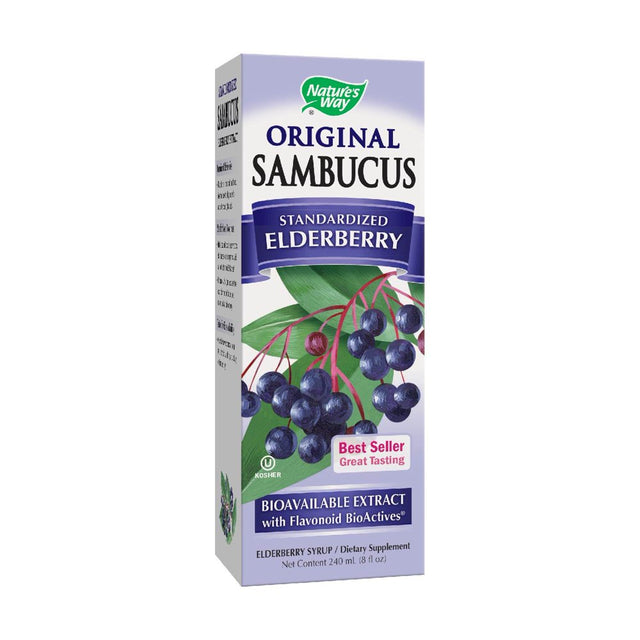 Nature'S Way Original Sambucus Elderberry Syrup, Herbal Supplements, Gluten Free, Vegetarian, 8 Ounce (Packaging May Vary)