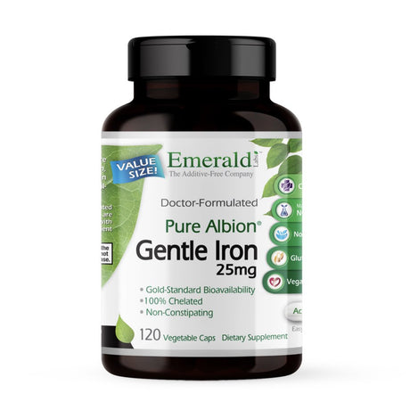 Emerald Labs Gentle Iron 25 Mg to Support Relief of Constipation, Gold Standard Bioavailability - 120 Vegetable Capsules