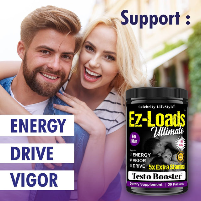 Ez-Loads Ultimate Testosterone Booster Vitamin Supplement for Men, Male Enhancing Libido Booster Vitamins 150 Count