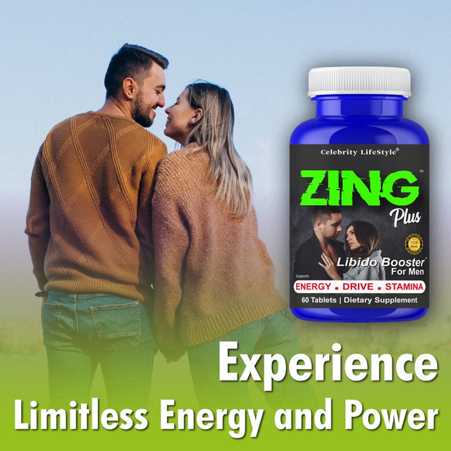 Zing plus Testosterone Booster Vitamin Supplement, Boost Vitality, Strength, Energy, Muscle Growth Enhancement 60 Tablets