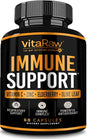 Vitaraw Immune Support Vitamins - Zinc, Elderberry, Vitamin C, Echinacea, Olive Leaf, Goldenseal | Powerful Immunity Booster Capsules for Adults | Immune System Booster Supplement