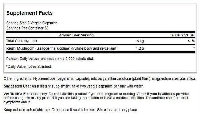 Swanson Full Spectrum Immune Support Reishi Mushroom 600 Mg 60 Capsules