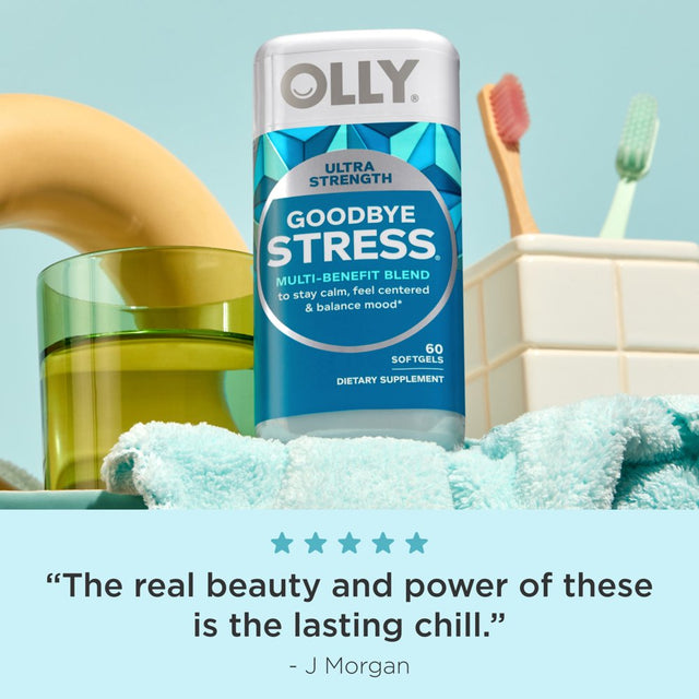 OLLY Ultra Strength Goodbye Stress Softgel, Stress Support, Ashwagandha, L-Theanine, 60 Ct