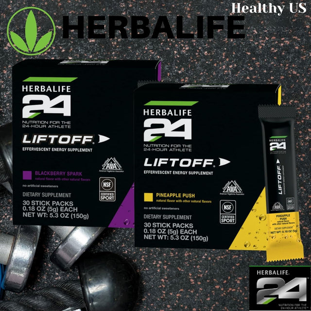 HERBALIFE24 Liftoff: Pineapple Push (30 Stick Packs) Nutrition for the 24-Hour Athlete, Energy Supplement, Natural Flavor with Other Natural Flavors, Certified for Sport, Certified Vegetarian