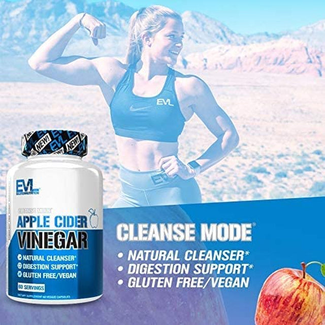 Evlution Cleansemode Apple Cider Vinegar Capsules Nutrition Vegan ACV Pills for Detox and Cleanse with Cayenne Pepper for Digestive Weight Management and Metabolism Support - 60 Servings