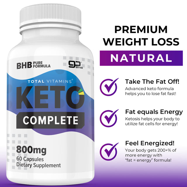 Keto Complete Diet Pills 800Mg BHB Exogenous Ketones 360 Fat Burner Weight Loss - 60 Capsules