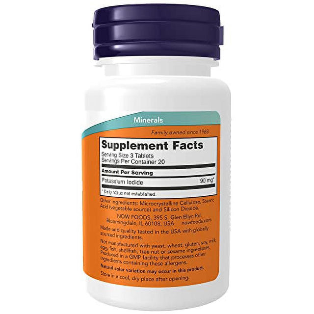 NOW Supplements, Potassium Iodide 30 Mg, Non-Gmo Project Verified, Dietary Supplement, 60 Tablets