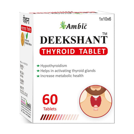 Ambic Deekshant Thyroid Ayurvedic Medicine for Hypothyroidism - 60 Tablets, Contains Goodness of Organic Selenium, Ashwagandha Ksm 66, Zinc, Haldi & Mulethi Makes It Best Thyroid S