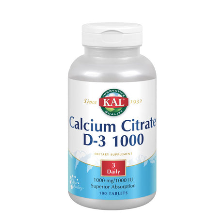 KAL Calcium Citrate D-3 1000 | Healthy Teeth & Bone Support | High Potency & Superior Absorption | Lab Verified | 180 Tablets