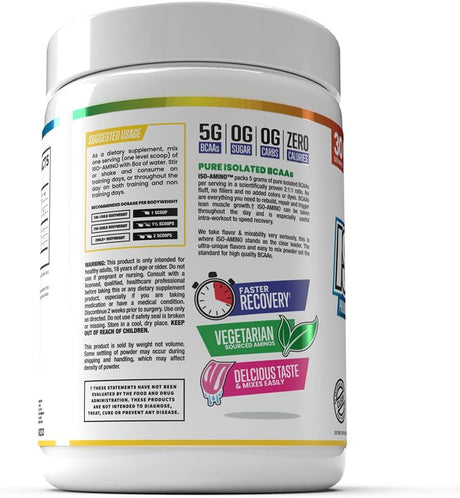 MAN Sports Iso-Amino Bcaa Powder, Rainbow Sherbet, 255 Gram