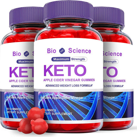 (3 Pack) Bioscience Keto ACV Gummies - Energy & Focus Boosting Dietary Supplements for Weight Management & Metabolism - Fat Burn - 180 Gummies