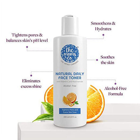 The Moms Co. Natural Daily Vitamin C Face Toner| Alcohol-Free L Tighten Pore L Even-Tone-Hydrate Skin (200 Ml)