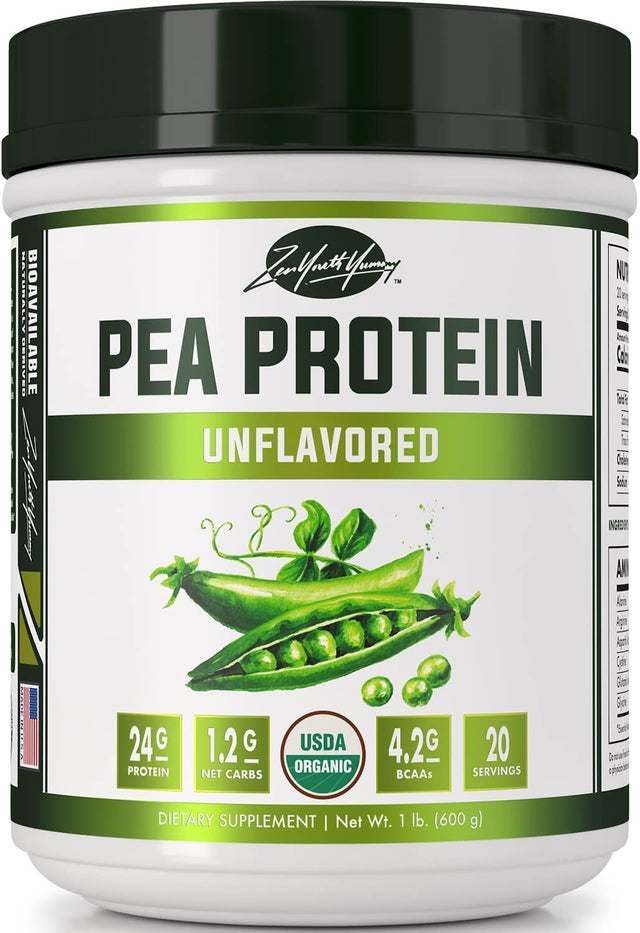 Pure Organic Hydrolyzed Vegan Pea Protein Powder - Easy to Digest, Unsweetened, Natural Unflavored, Dairy Free, Gluten Free, Soy Free, Sugar Free, Non-Gmo with BCAA