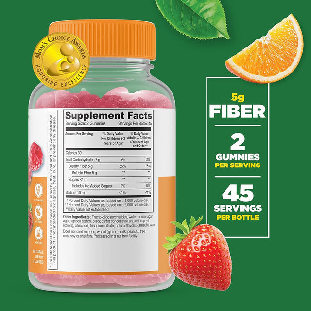 Lifeable Prebiotic Fiber Supplement Gummies for Kids - 5G - Great Tasting Natural Flavored Gummy - Gluten Free, Vegetarian, GMO Free Chewable - for Children, Teen, Toddler - 90 Gummies - 45 Doses