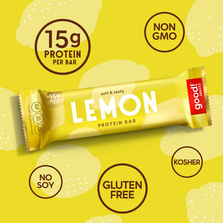 Good! Snacks Vegan Lemon Protein Bar | Gluten-Free, Plant Based, Low Sugar, Kosher, Soy Free, Non GMO | 15G Protein (12 Bars)