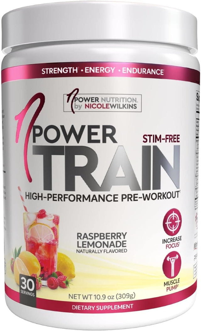 Npower Nutrition-Train Pre-Workout for Women, Raspberry Lemonade, 30 Servings, Stimulant Free, Increase Focus & Muscle Pumps