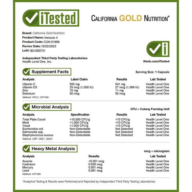 Immune 4, Immune System Support, Vitamin C , Vitamin D , Zinc and Selenium, 180 Veggie Capsules