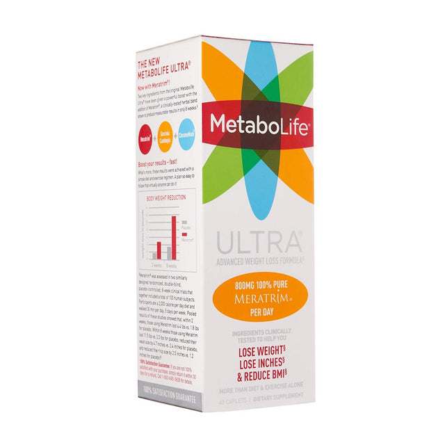 Metabolife Ultra Advanced Weight Loss Formula - Appetite Suppressant & Metabolism Booster for Weight Loss W/ Meratrim, Garcinia Cambogia, Caffeine - Thermogenic Fat Burner for Men & Women, 45 Caplets