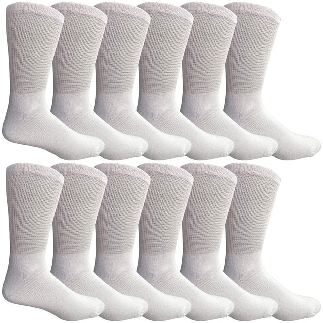 Yacht&Smith Diabetic Socks for Men, Superior Comfort, Loose Fit, Neuropathy Edema (12 Pairs White)