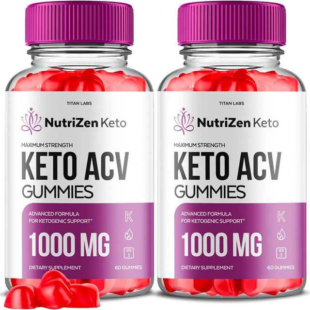 (2 Pack) Nutrizen Keto ACV Gummies - Apple Cider Vinegar Supplement for Weight Loss - Energy & Focus Boosting Dietary Supplements for Weight Management & Metabolism - Fat Burn - 120 Gummies